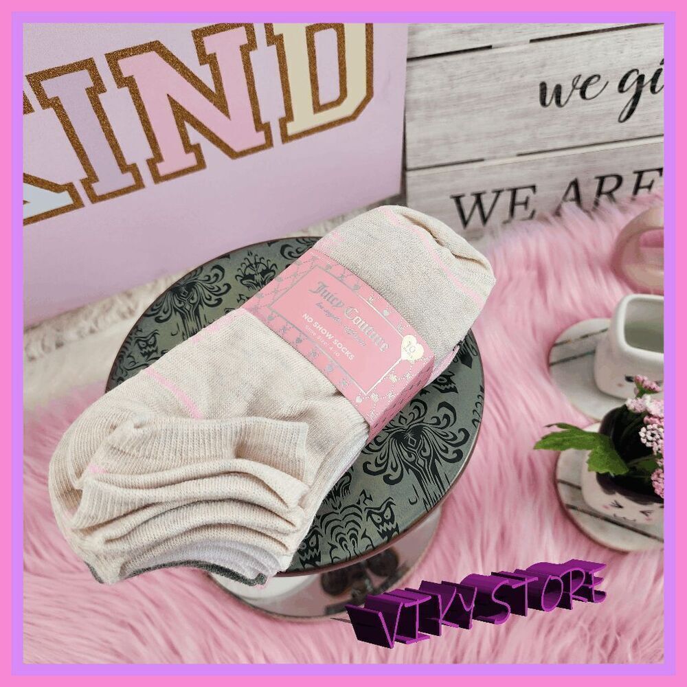 💕 NWT Juicy Couture Multicolor No Show Socks 10 Pairs Size 4–10 #7205 💕